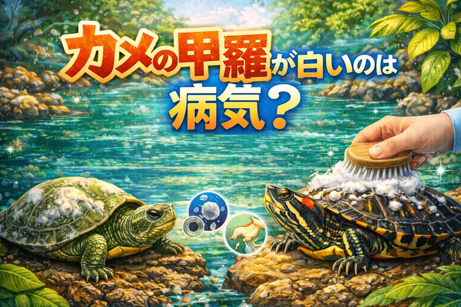 カメの甲羅が白いのは病気？カビ 